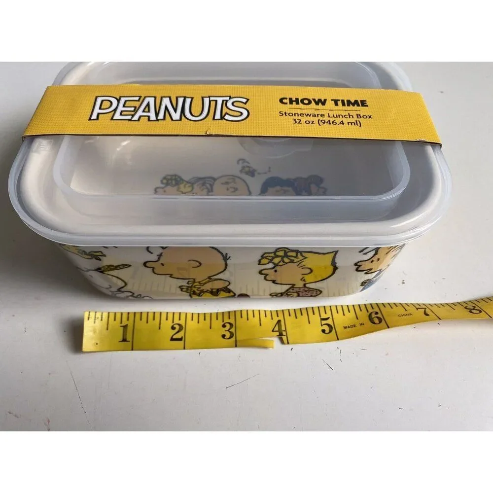 Peanuts Snoopy & The Gang CHOW‎ TIME 32 oz Stoneware Bento Box Pressure Lid NEW